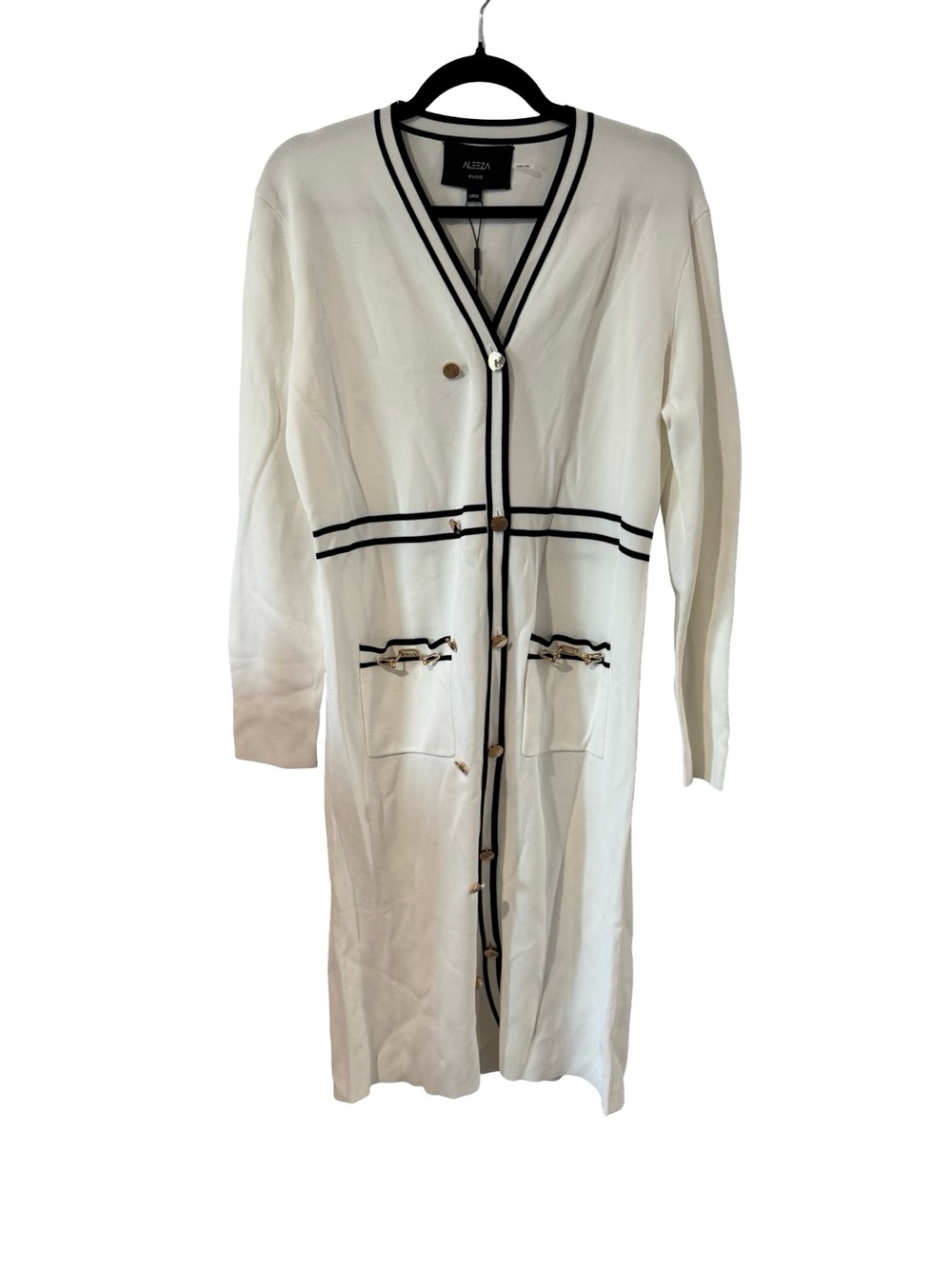 Aleeza Paris Camila Dress in Ivory & Black Size Large NWT